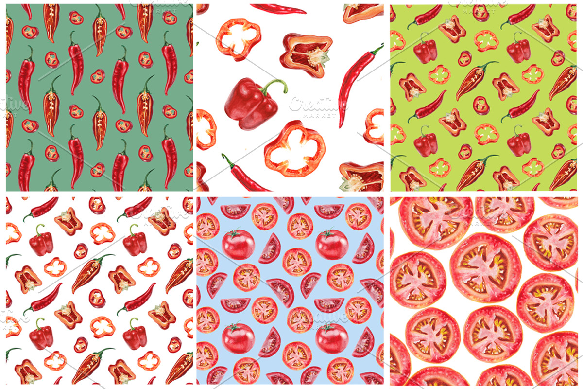 Red vegetables collection, a Pattern Graphic by lenavetka87 (Photo 2 of 3)
