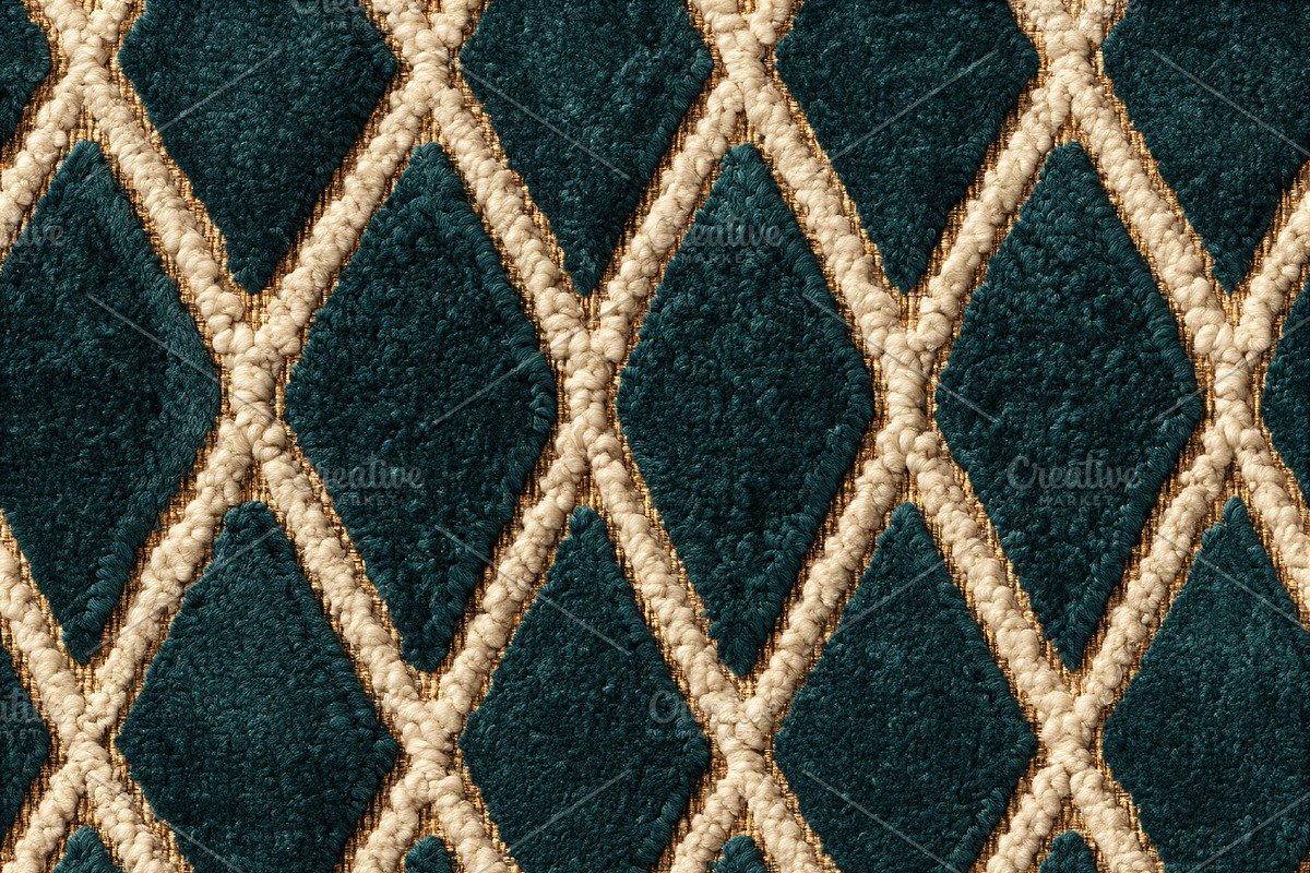 Seamless pattern teal velvet textile showcasing a repeating diam, a Pattern Graphic by Studio ANNA