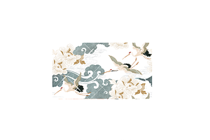 Crane Birds And Chinese Cloud Vector