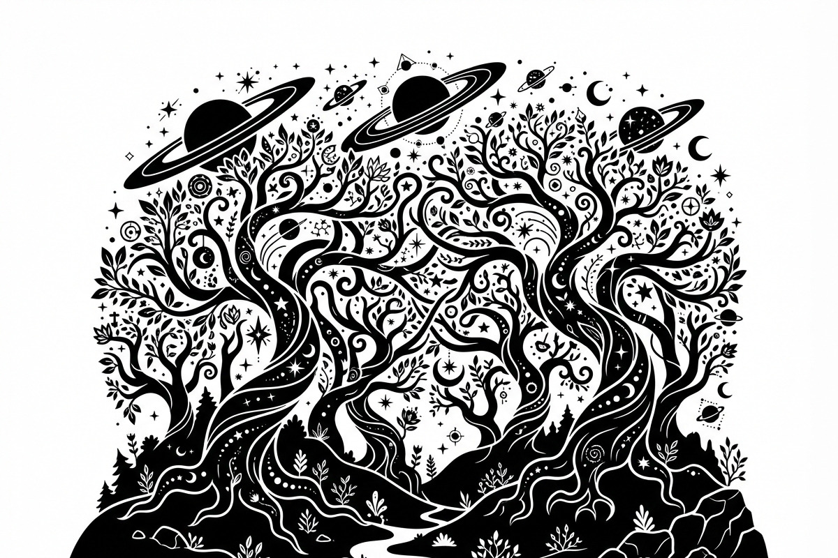 50 Mystical Galaxy Forest Silhouette, a Technology Illustration by Amazin_art (Photo 36 of 41)