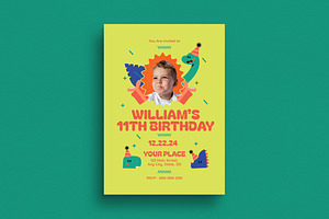 Dino Kids Birthday Invitation, a Flyer Template by Guuver