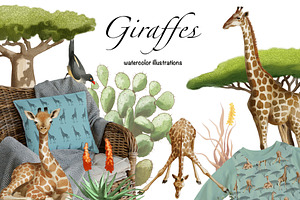 Watercolor Giraffes