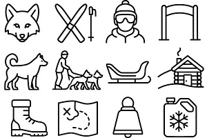 Skiing and dog sledding adventure in, an Illustration by ZinetroN