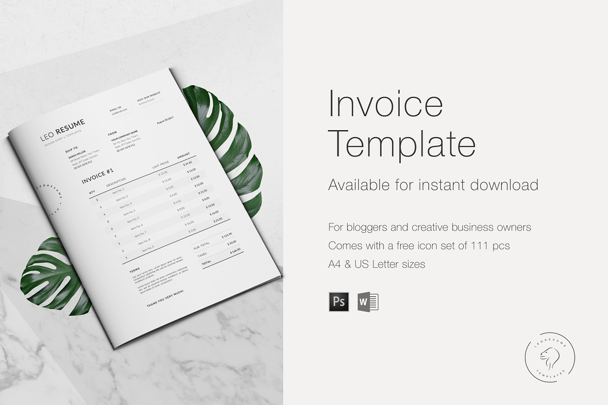 Invoice Template, a Templates & Theme by Leo Resume (Photo 2 of 3)