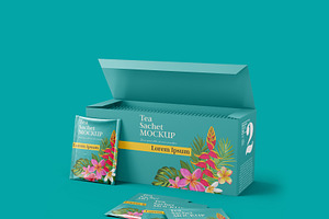 Big Box Tea With Sachets Mockup