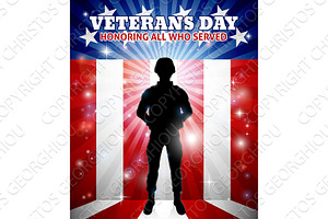 Soldier American Flag Veterans Day, an Illustration by Christos Georghiou