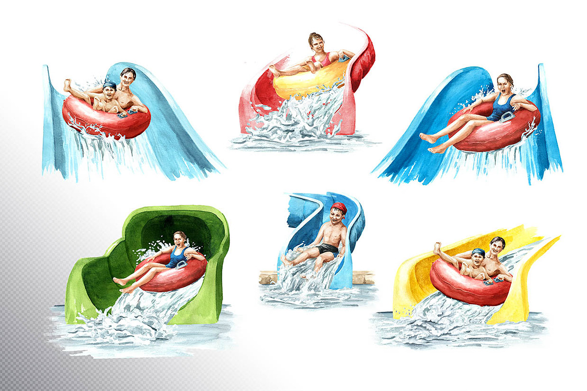 Water Park. Watercolor collection, a Person Illustration by Daria Ustiugova (Photo 9 of 14)