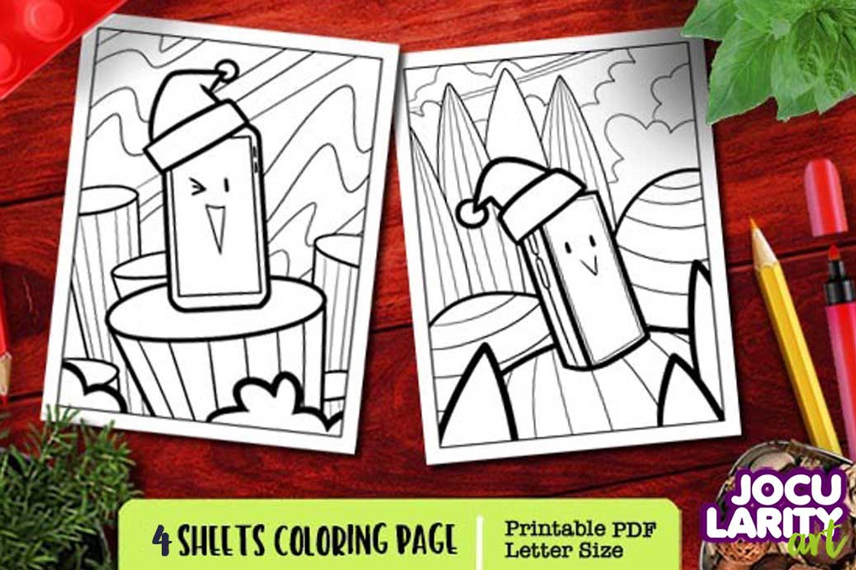 Cute Christmas Gadget Coloring Pages, a Technology Illustration by Jocularity Art (Photo 2 of 3)
