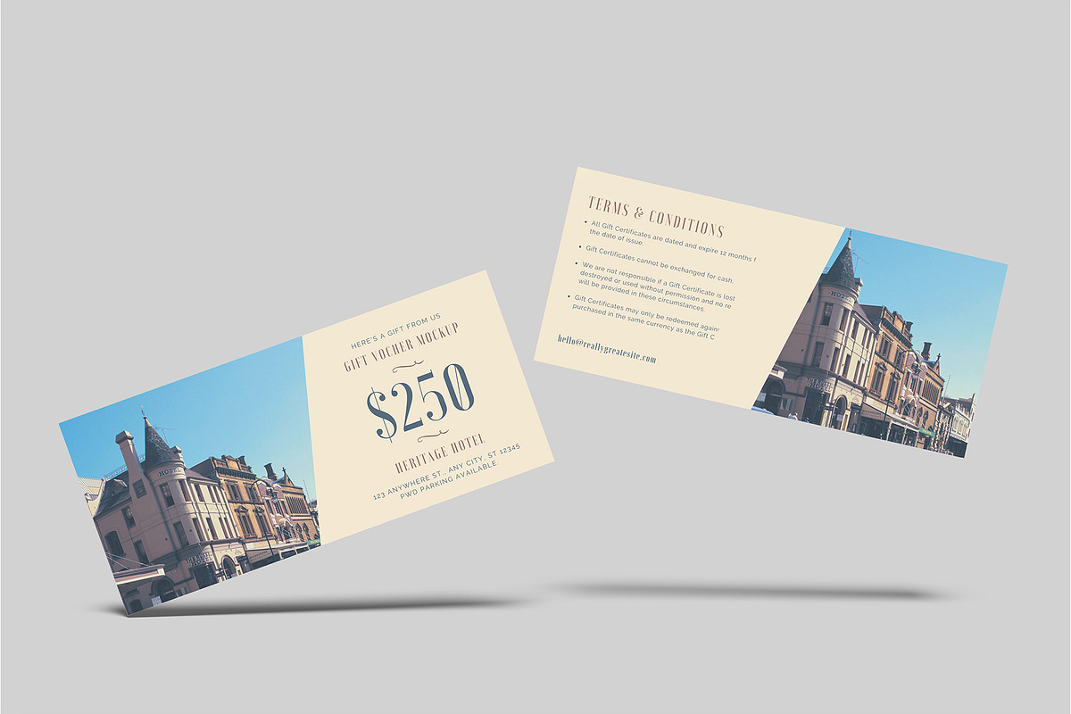 Gift Voucher Mockup, an Advertising Mockup by Bangdastudio (Photo 6 of 15)