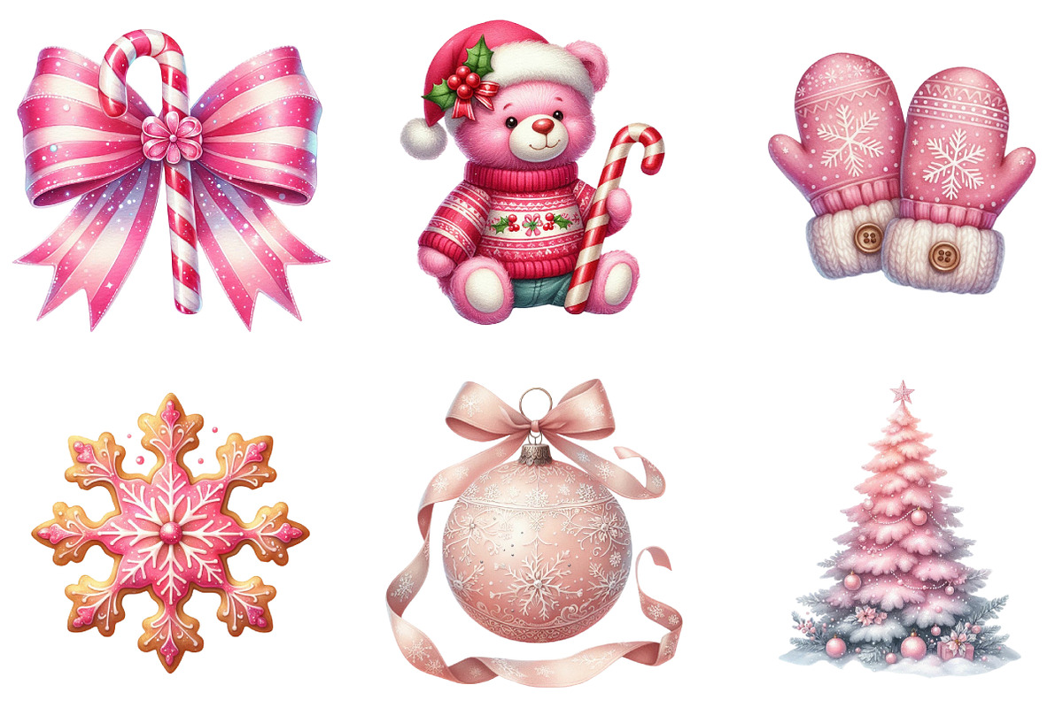 Pink Christmas Winter Clipart, an Illustration by DreamArtGraphic (Photo 3 of 6)