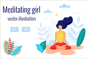 Meditating girl, a Healthcare Illustration by SvetaDraws (Thumbnail 1 of 2)