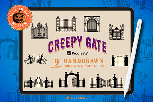 9 Creepy Gate Halloween StampBrushes
