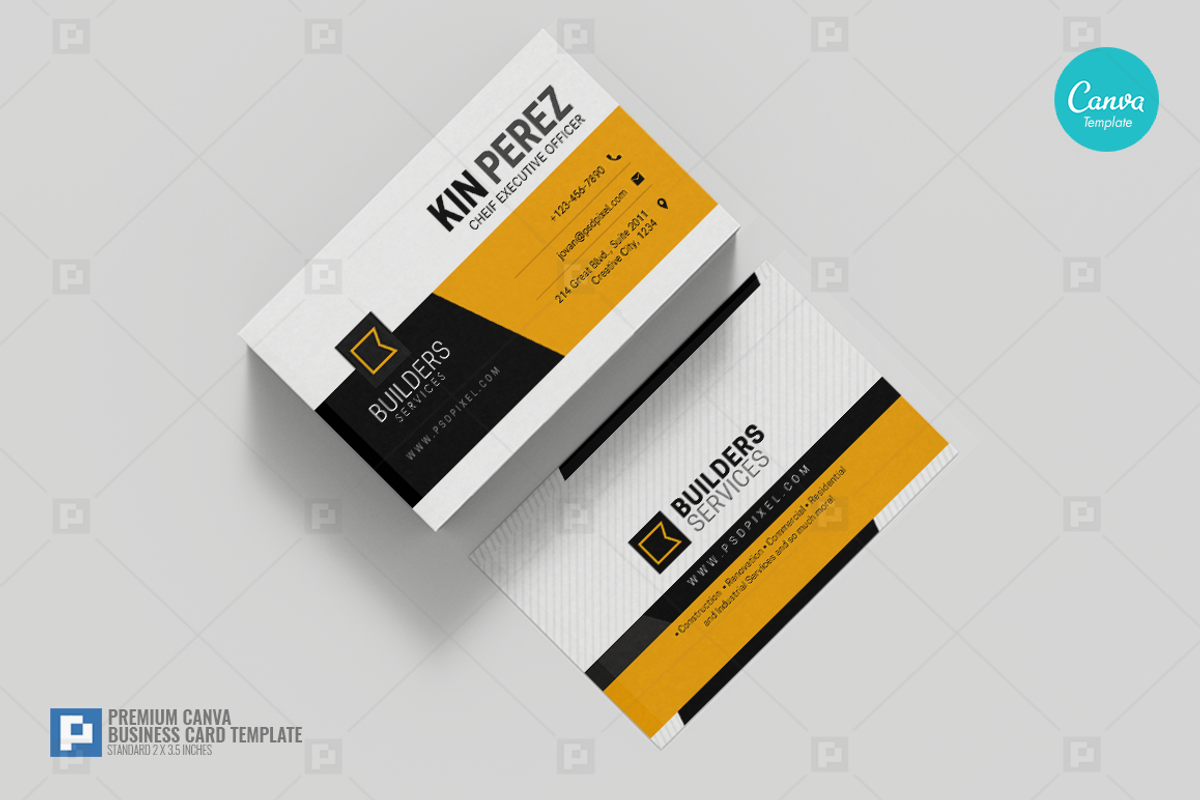 Construction Canva Business Card 03, a Business Card Template by PSDPixel (Photo 3 of 4)