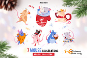 Mouse holiday cards. Cute Mice set., an Animal Illustration by WalnutBird (Thumbnail 1 of 3)
