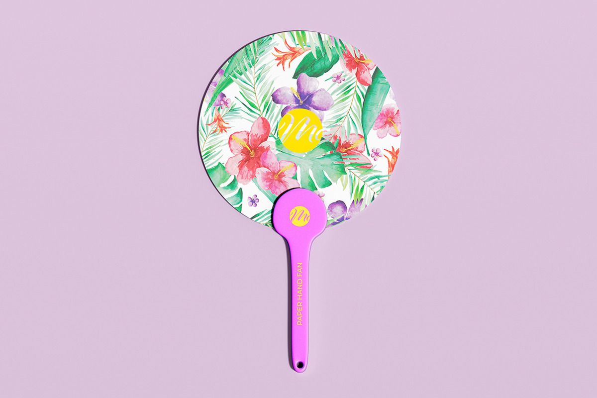 Round Paper Hand Fan Mockup