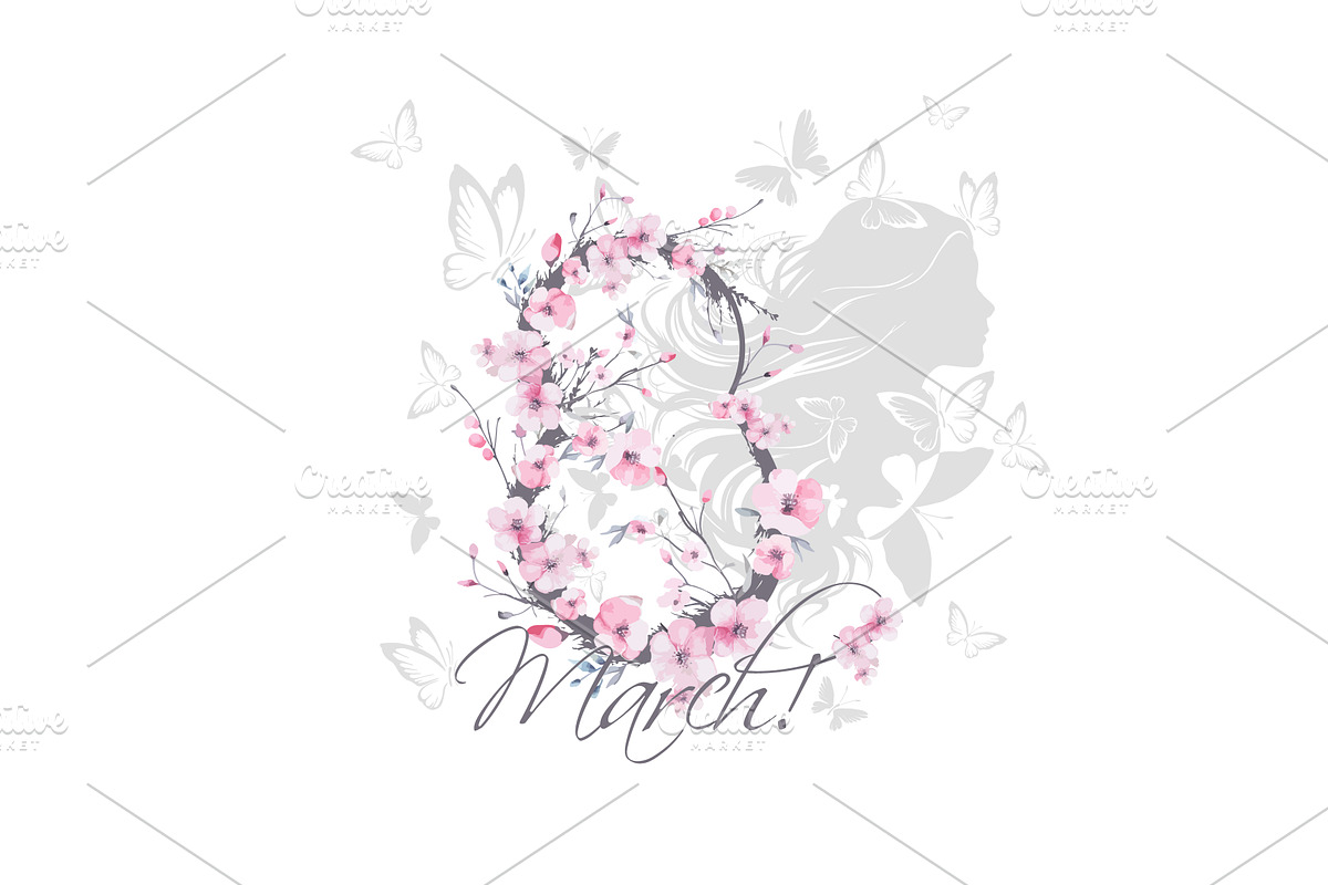 Postcard for March 8. Happy Women's, an Illustration by Nenahliadava Design