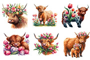 Highland Cow with Tulip Flower, a Seasonal Illustration by DreamArtGraphic (Thumbnail 4 of 4)