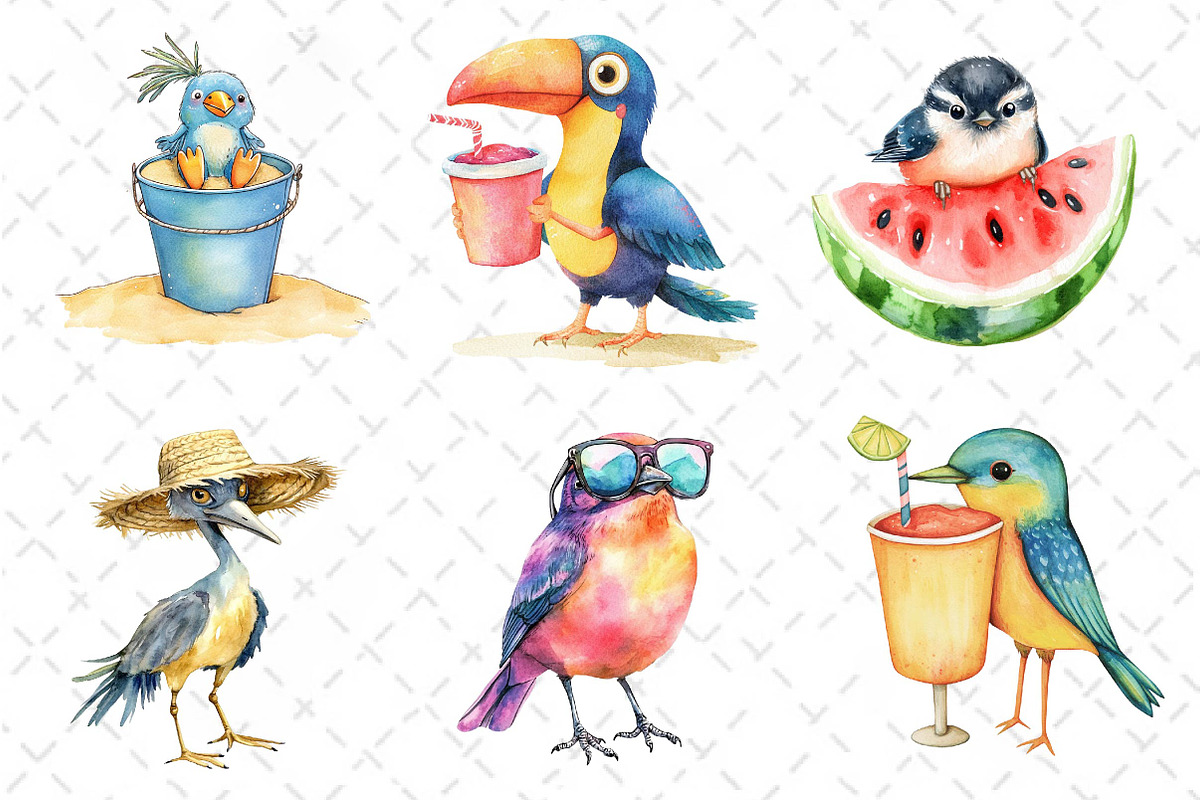 Quirky Whimsical Summer Bird Clipart, an Illustration by Dream Creation (Photo 4 of 6)