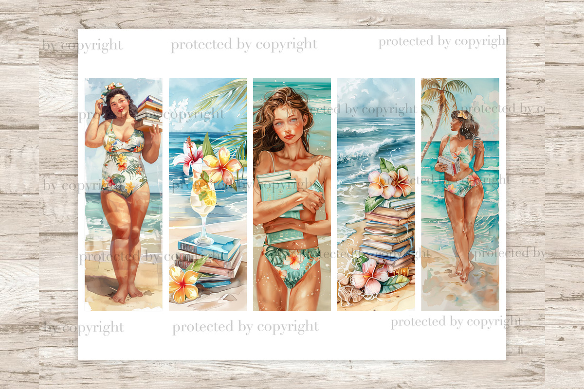 Summer Bookmarks | Bookworm Gift, a Seasonal Illustration by GlamArtZhanna (Photo 3 of 3)