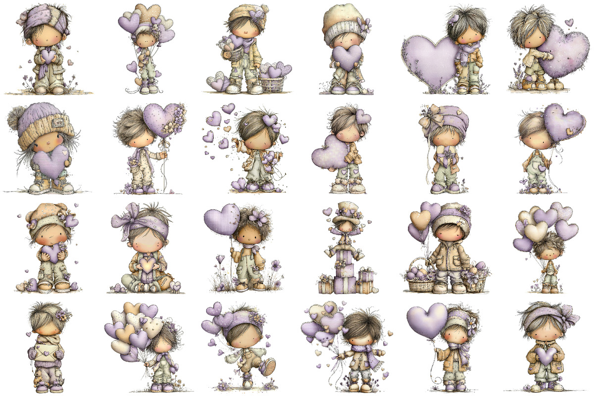 Whimsical Valentine Boy Clipart, an Illustration by designcity5 (Photo 2 of 5)