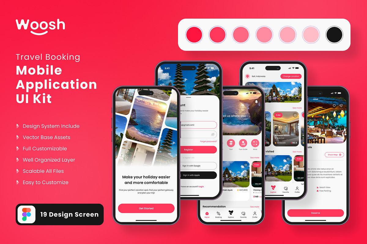 Travel Booking App Mobile UI KIT, an App Template by UICreative (Photo 1 of 4)