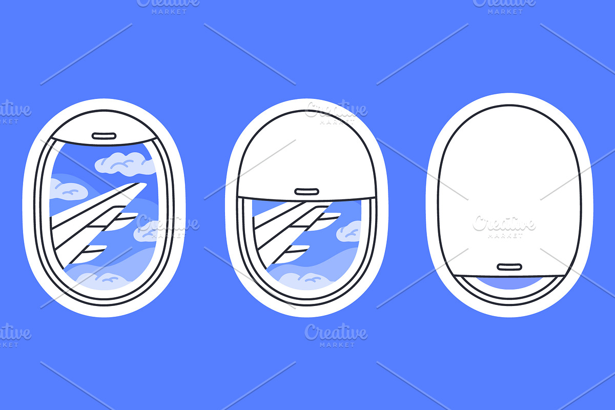 Vector airplane windows views, a Transportation Illustration by Torontotokio (Photo 3 of 4)