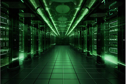Sustainable Green data center place, a Technology Photo by Ylivdesign