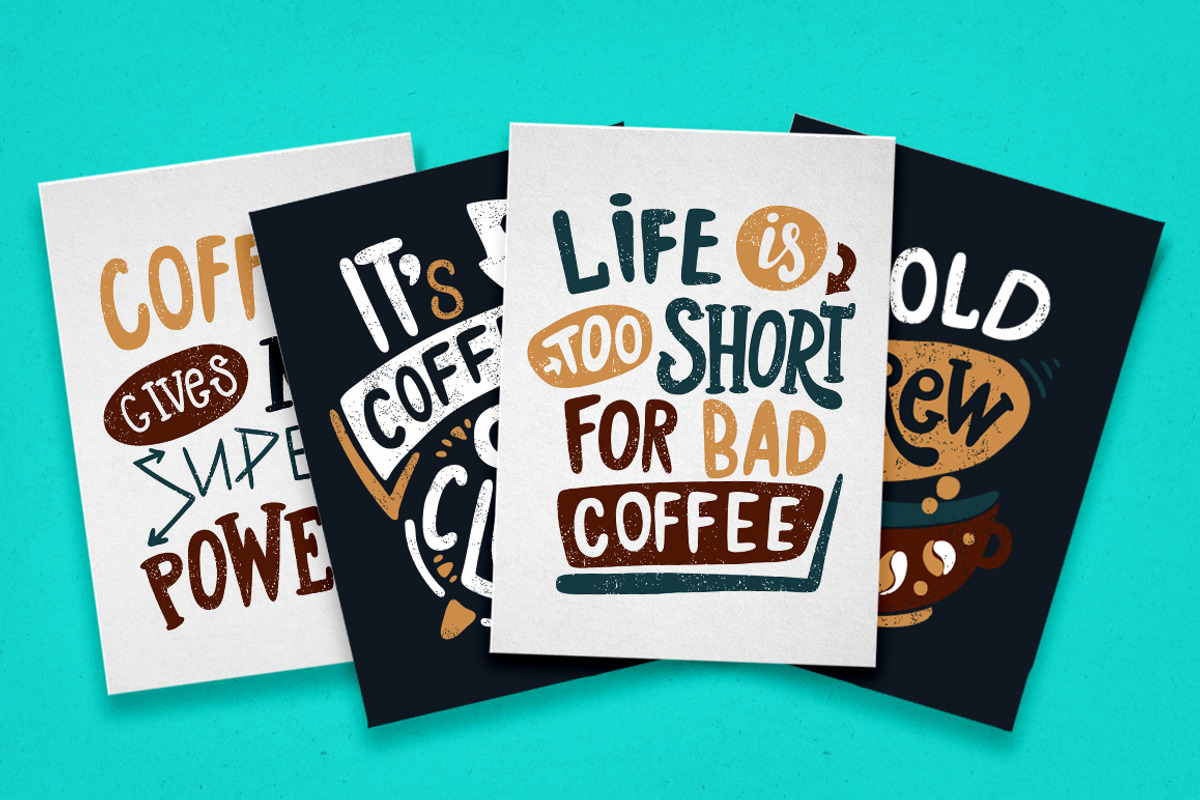 Handdrawn Coffee Quotes. Lettering., a Card Template by Wewhitelist (Photo 4 of 8)