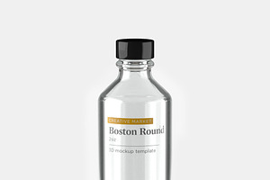 Boston Round Glass Bottle 2oz