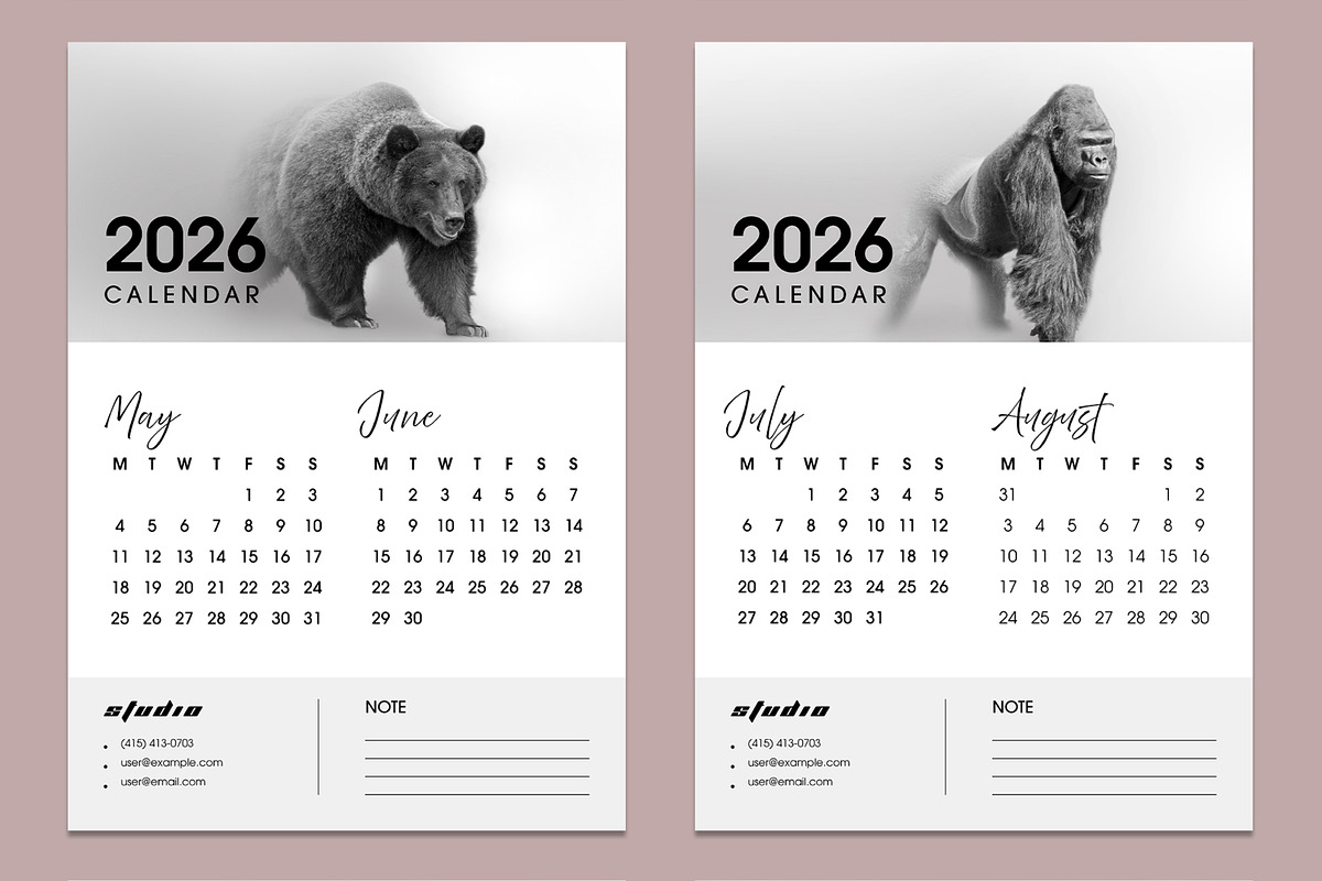 Black And White Wall Calendar, a Stationery Template by ContestDesign (Photo 3 of 4)