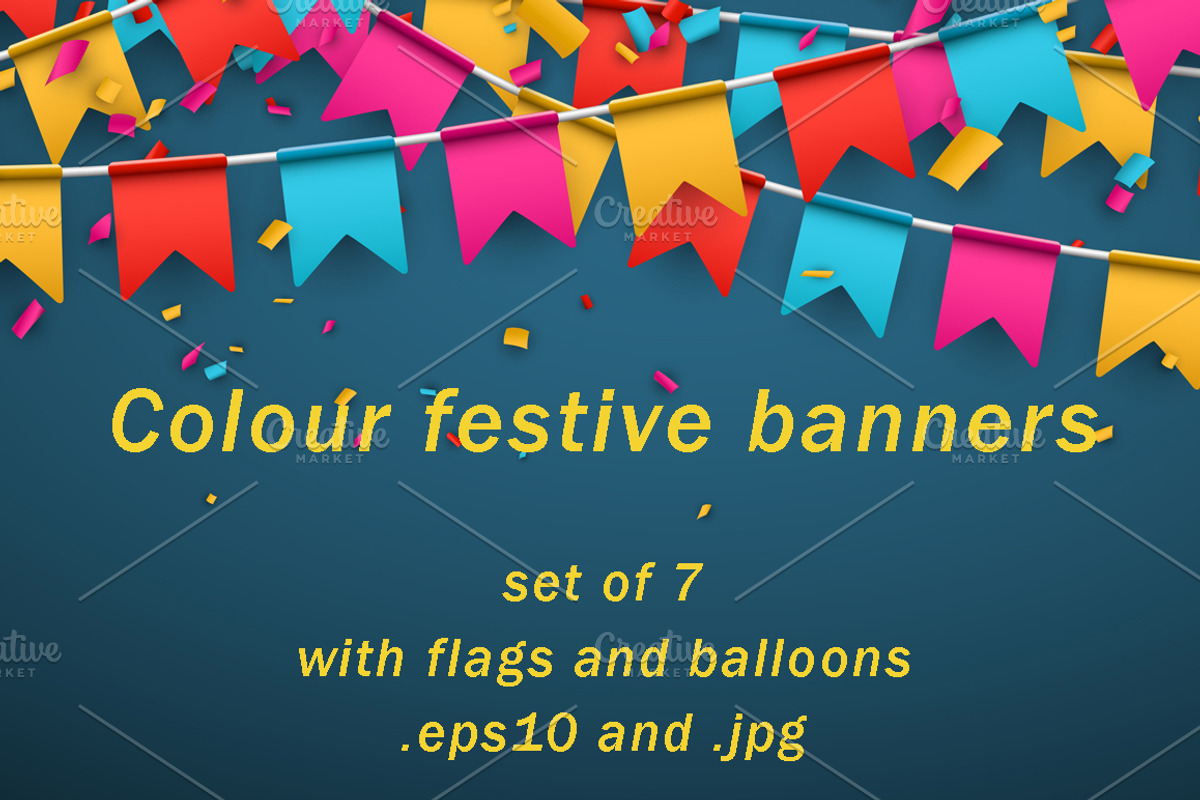 Set of colour festive banners., a Decorative Illustration by Vjom (Photo 1 of 8)
