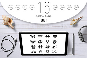 Lgbt Icons Set, Simple Style