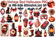 Vintage Red Halloween Clipart, an Illustration by Sublimation Artist (Thumbnail 1 of 6)