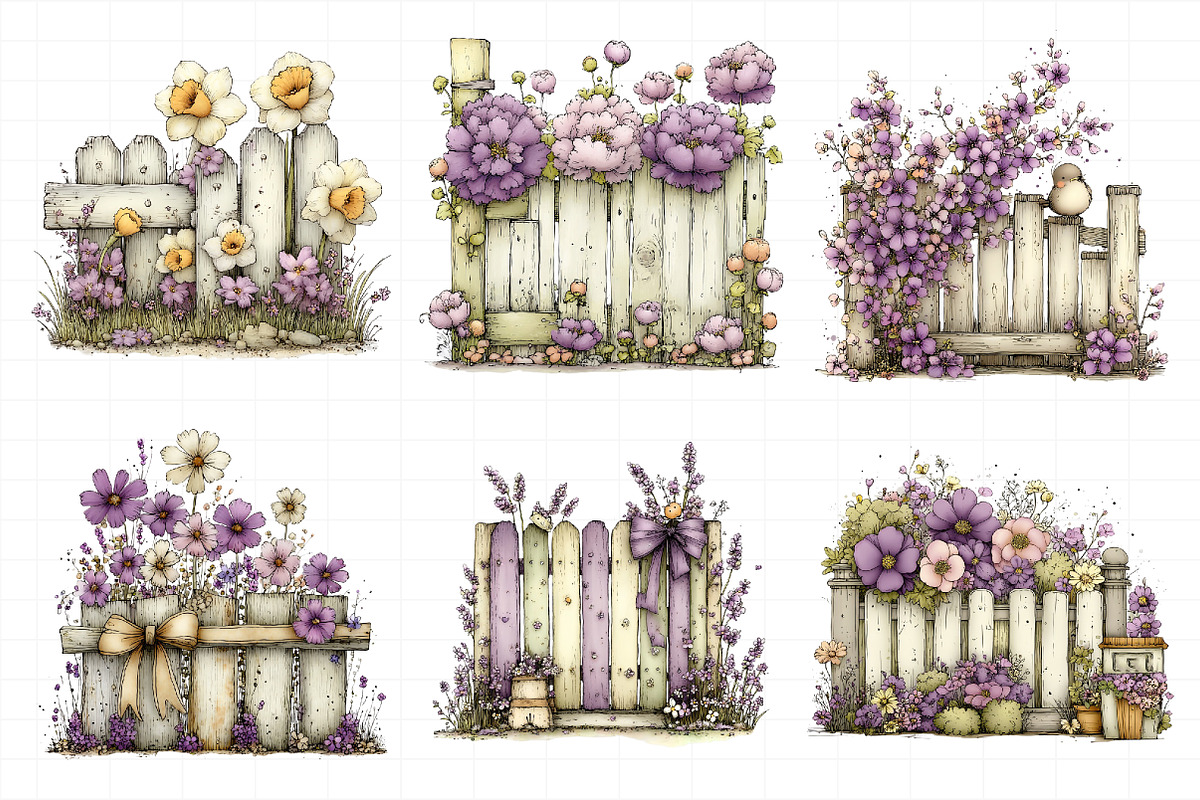 Spring Fence & Flower Clipart, an Illustration by Daily.Designs (Photo 5 of 8)