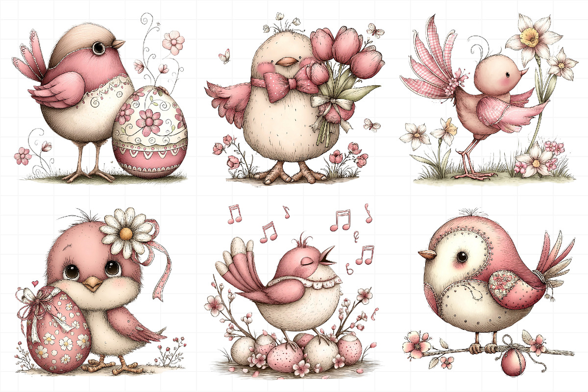Whimsical Easter Birds Clipart, an Illustration by Daily.Designs (Photo 4 of 7)