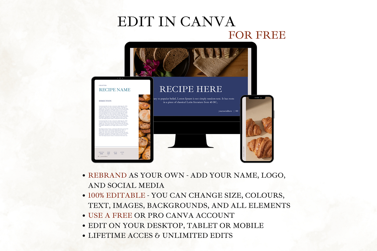 Blue Recipe Pages Canva Template, a Presentation Template by Digital By Nikoleta (Photo 12 of 16)