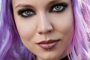 Pastel goth girl with violet hair stock photo containing girl and woman