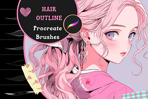Outline Hair Brushes for Procreate