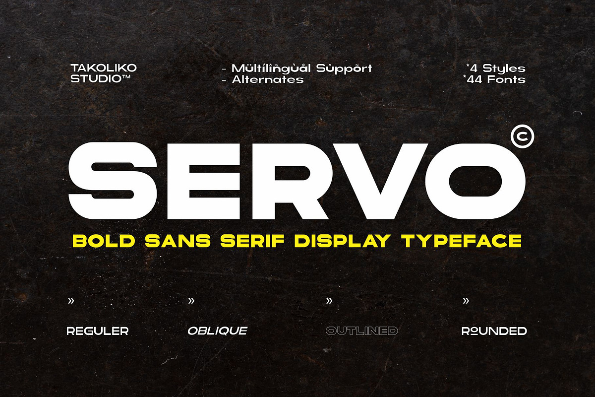 Servo - Bold Sans Serif, a Sans Serif Font by takoliko (Photo 1 of 11)