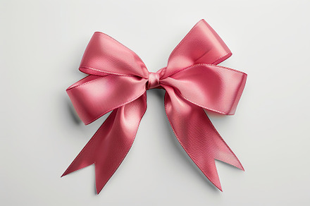 Pink satin ribbon bow on white background, a Beauty & Fashion Photo by AlyaAnd