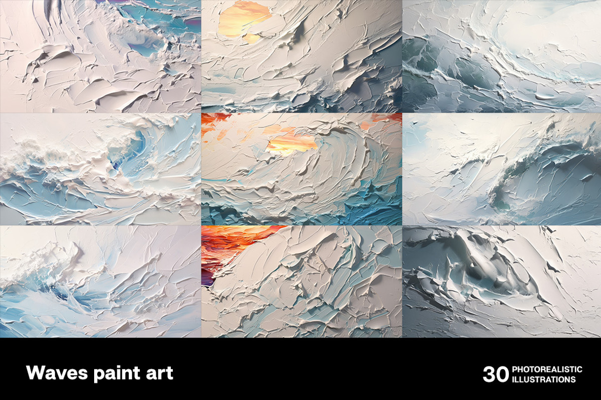 Waves paint art. 30 images, a Decorative Illustration by Handmadefont (Photo 8 of 10)
