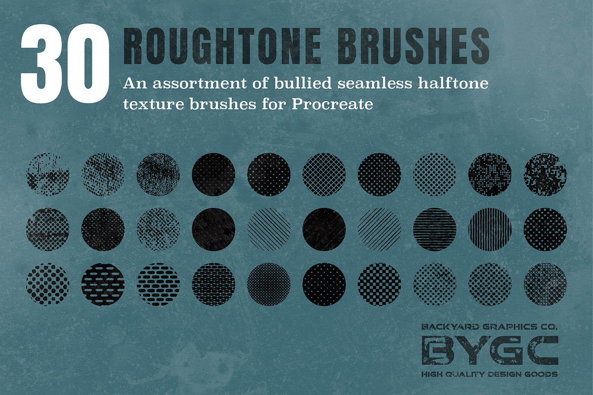 Procreate Halftones Brushes, a Brush Add-On by BackYard Graphics Co. (Photo 2 of 4)