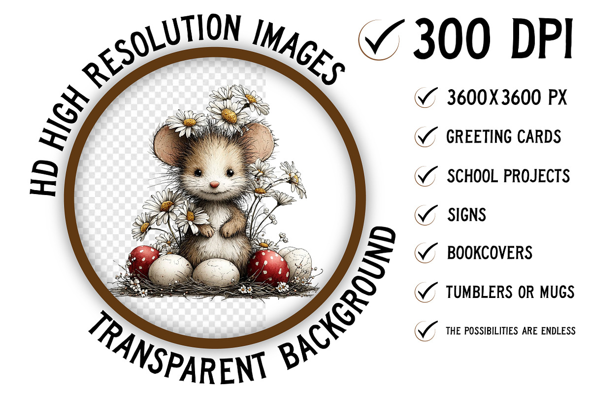Whimsical Easter Mouse Clipart Png, an Illustration by Craft Nest (Photo 2 of 11)