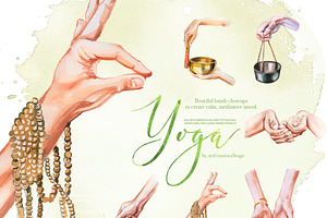 Watercolor Yoga Clipart Set