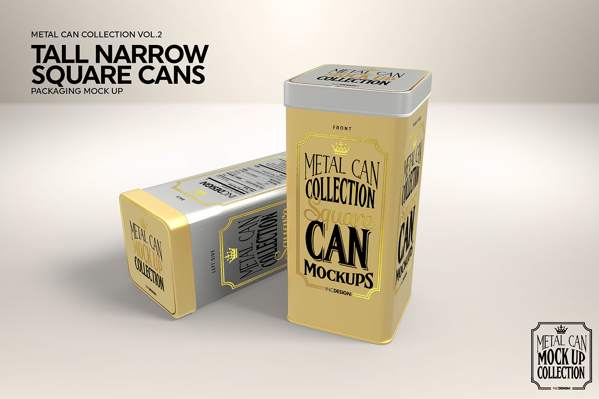Tall Narrow Square Cans Mockup, a Product Mockup by INCDesign (Photo 5 of 7)