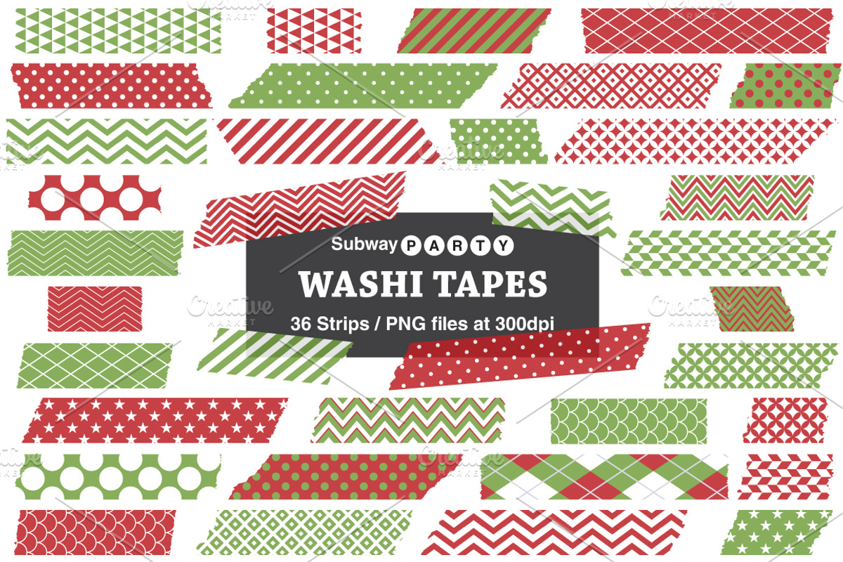 Xmas Red and Green Washi Tape Strips, a Templates & Theme by SubwayParty