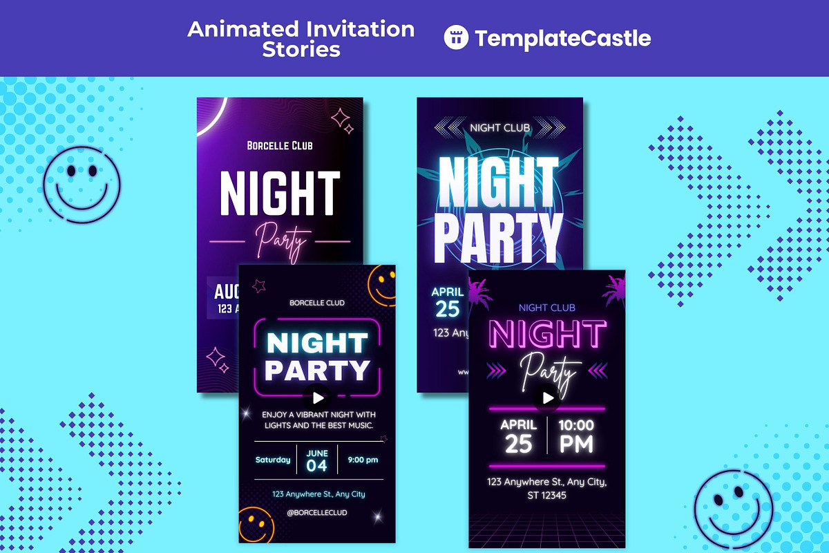 Neon Night Party Instagram Story, a Templates & Theme by TemplateCastleStore (Photo 1 of 9)