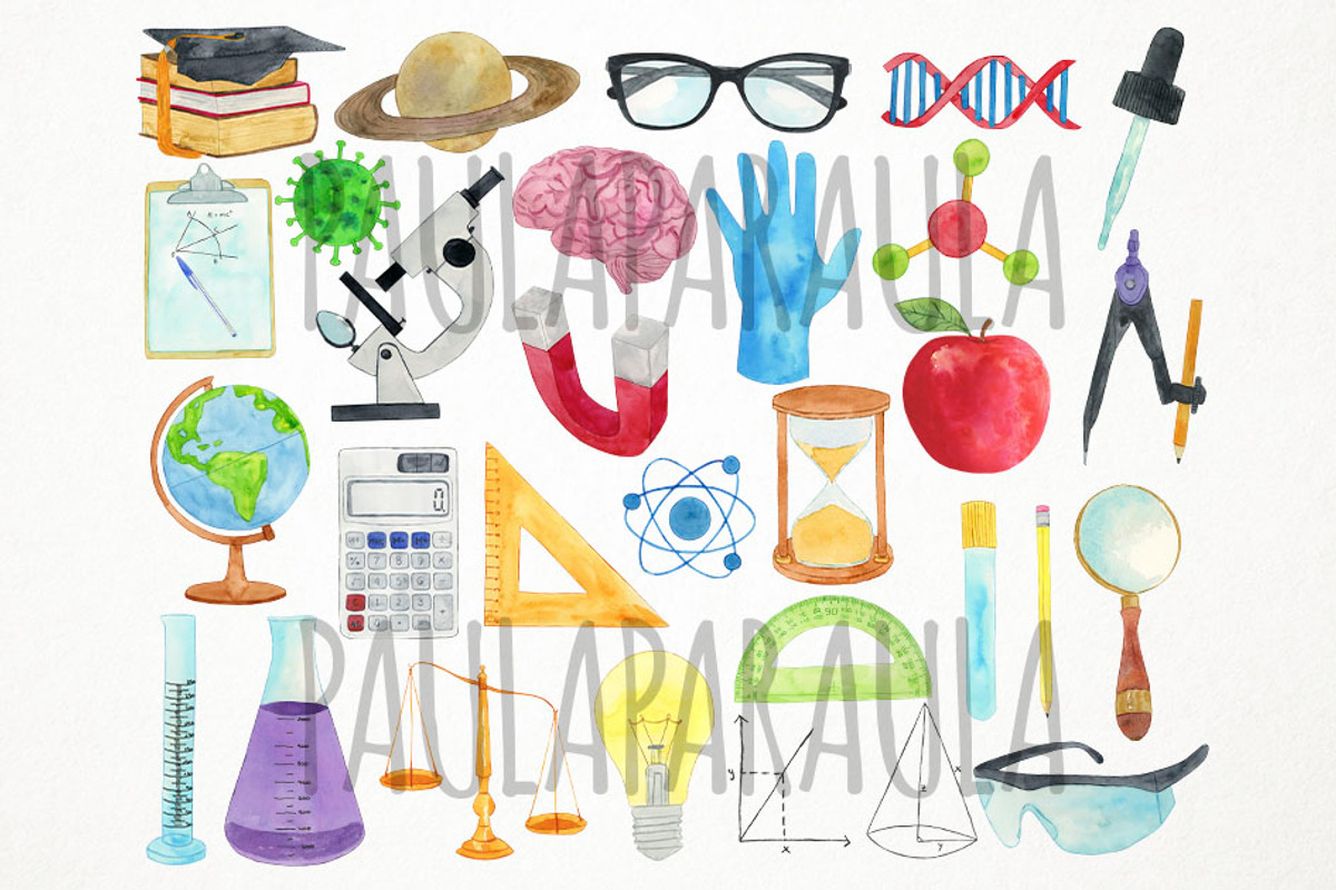 Watercolor Science Clipart, Lab, an Illustration by Paulaparaula (Photo 2 of 3)
