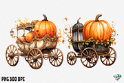 Pumpkin Chariot Watercolor, an Illustration by Gemstone (Thumbnail 5 of 12)