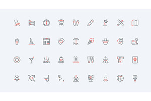 Summer beach vacation holidays icons, an Object Illustration by Lemberg Vector